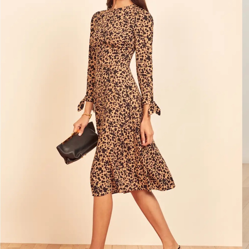 REFORMATION Leopard Print Midi Dress